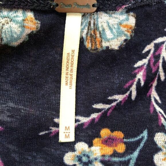 FREE PEOPLE TOP Floral Peasant Style Tunic Top Size S - Picture 4 of 9